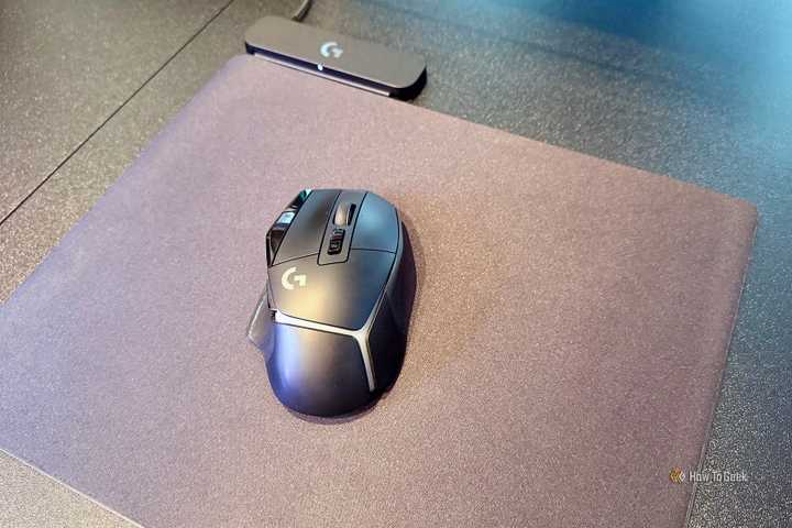 Logitech G502 X Plus Lightspeed on a Logitech G Powerplay Wireless Charging System.