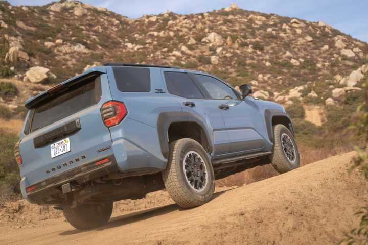 Rear 3/4 action shot of a 2025 Toyota 4Runner