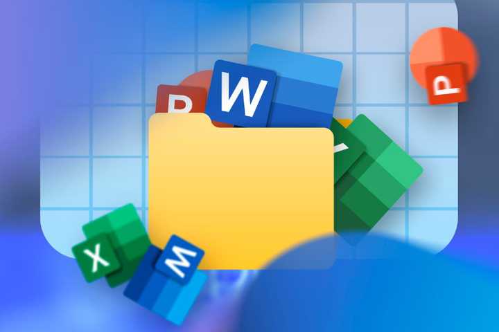 a folder with some microsoft office apps and icons.