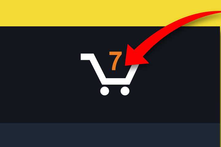 Arrow pointing to the Amazon cart.