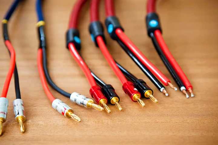 An assortment of speaker cables.