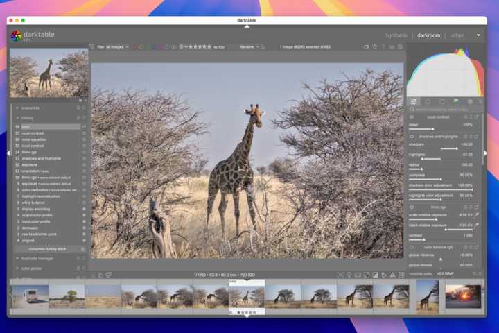 darktable running on macOS.