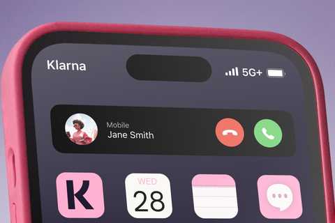 An incoming call on a phone using the Klarna network.