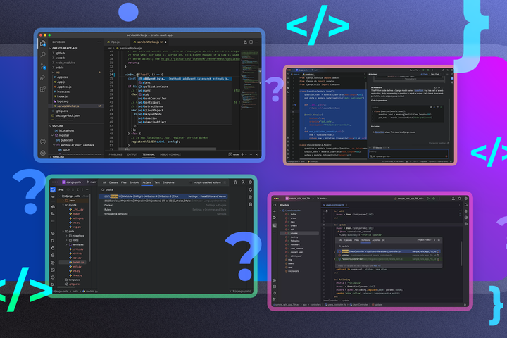 Some IDEs side by side with question marks around them.